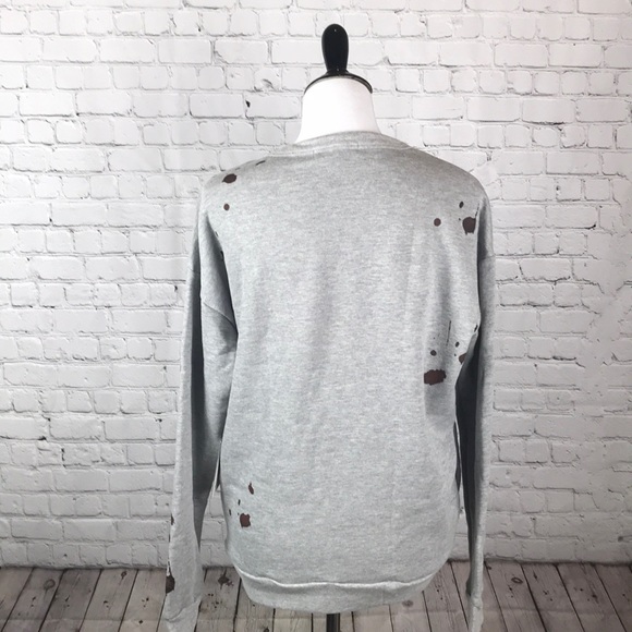 BNWT Size Large gray sweater with oil staining - Picture 3 of 4